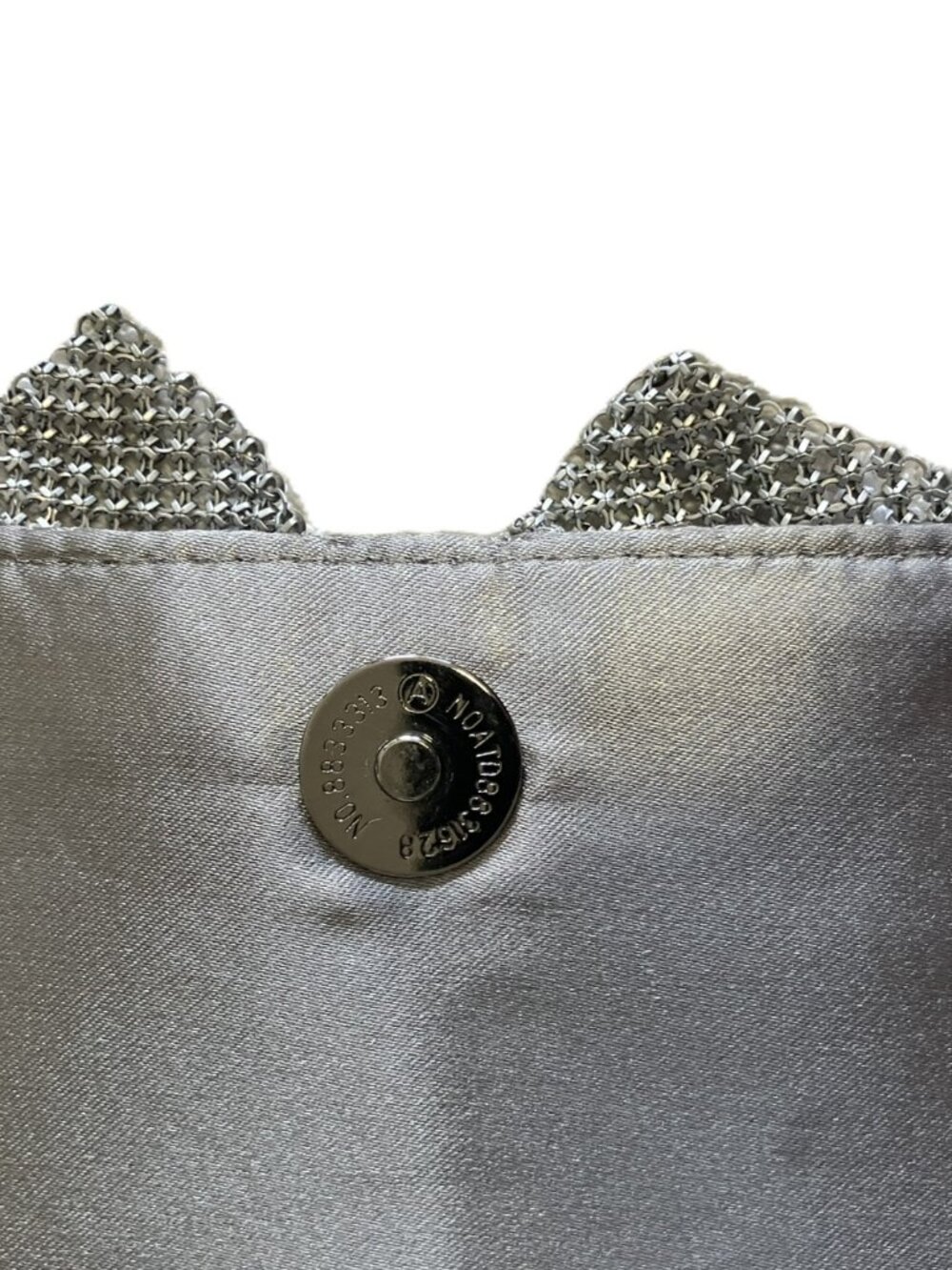 Jessica McClintock Silver Metal Mesh Chain Crossbody Clutch Bag | Bow Detail - Picture 10 of 12